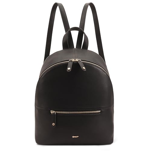 PAUL COSTELLOE Leather Backpack for Women, Leather Backpack Small, Casual Shoulder Bag, 3 Colour Options, AGANO (JET BLACK)