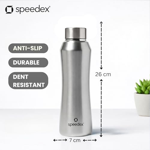 Image of Speedex Stainless Steel Water Bottle 1 Ltr, Leak Proof Screw Cap, BIS Approved 1000 ml Metal Bottle For Daily, Office, School, Gym, Travel Use for Men, Women, Kids, Adults, Silver, Set of 4