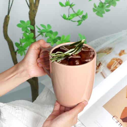 Mug de cerámica rosa 20 oz con asa grande miniatura 6