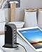 Aduro 40W 6-Port USB Desktop Charging Station Hub Wall Charger for iPhone iPad Tablets Smartphones with Smart Flow (Black/Grey)