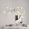 Weesalife Sputnik Chandeliers for Dining Room Light Fixture Over Table, Modern Crystal Chandeliers, 12 Lights Chrome Lighting Fixtures for Living Room Bedroom Kitchen Island Bar