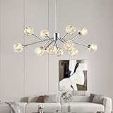 Weesalife Sputnik Chandeliers for Dining Room Light Fixture Over Table, Modern Crystal Chandeliers, 12 Lights Chrome Lighting...