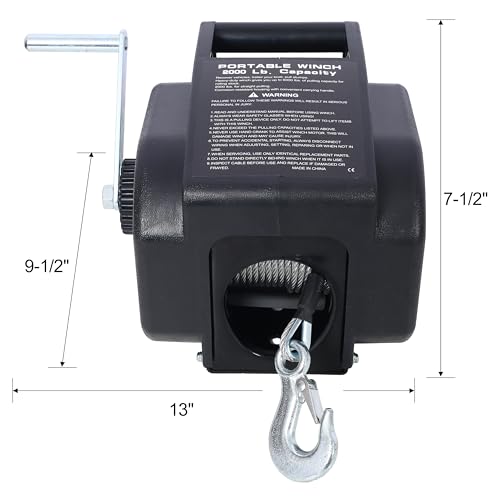 Trailer Winch 2000lbs portátil 12V motor eléctrico miniatura 2