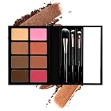 Profusion Cosmetics - Blush & Bronzer - Professional 8 Color Palette Makeup Kit Blush Highlighter Bronzer - Nude Highlight Champagne Highlight Light Bronze Shadow Bronze Pink Warm Peach Rose Pink