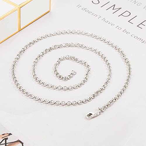 Dankadi Collier Fin Large de 3mm Maille Forçat Ronde en 925 Argent pour Homme Femme, O-Chaîne Fine Maille Jaseron 45-50-55-60-66-71-76CM Cadeau de Bijoux pour Pendentif Garçon Fille (22", Argent) – vue 9