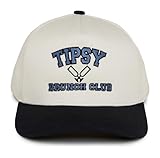 Funky Junque Cute Vintage Embroidered Trucker Hat for Women Adjustable Cap Slow Morning Club Dirty Martini Design - Tispy Brunch Club - Black/Beige