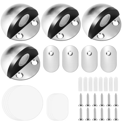 NILLOS Magnetic Door Stoppers, 4 PCS Floor Mounted Half Moon Door Stops for Home, Office, Wall Door Protection (1.77x0.98 in)
