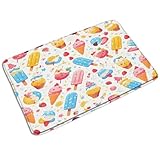 Fsfusvk Ice Cream Summer Bath Mat Cartoon Popsicle Style Creamy Delicious Desserts Various Flavors Colorful Creative Girls Boys Bathroom Floor Rugs for Kitchen Toilet Bathtub Rug 23.6 x 15.7 Inch