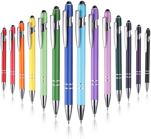 HOARBOEG 5 Pcs Black Ink Ballpoint Pen With Stylus Tip 2 In 1 Stylus Ballpoint Pen Metal Pens