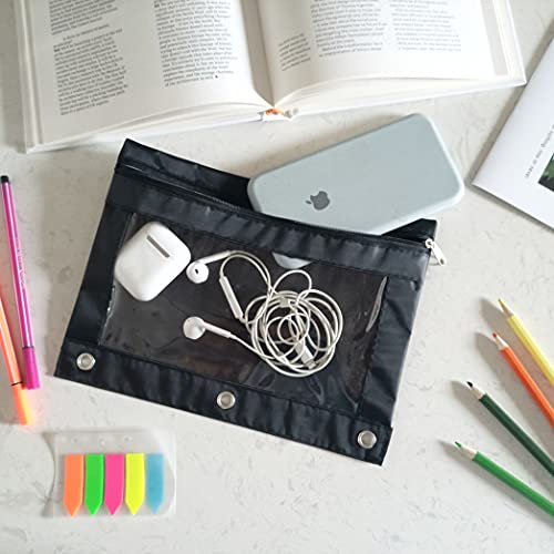 Yoeejob Pencil Pouch For 3 Ring Binder, 18 Pack Binder Pouches With Zipper Bulk, Pen Holder Case With Clear Window School Class Office Organizers, Black #TOP5