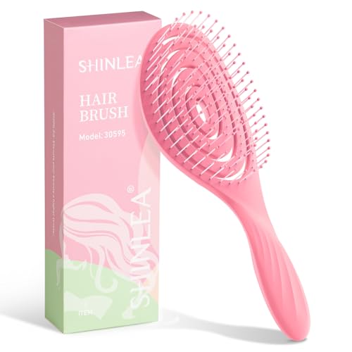 Detangle Hair Brush, Detangling Wet Spiral Hairbrush for Women, Men, kids, Vented Detangler for Blow Drying, Glide Through Tangles For All Hair Types (Pink)