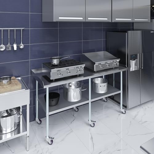 image for AmGood Commercial Work Table with Backsplash and Sidesplashes with Cas