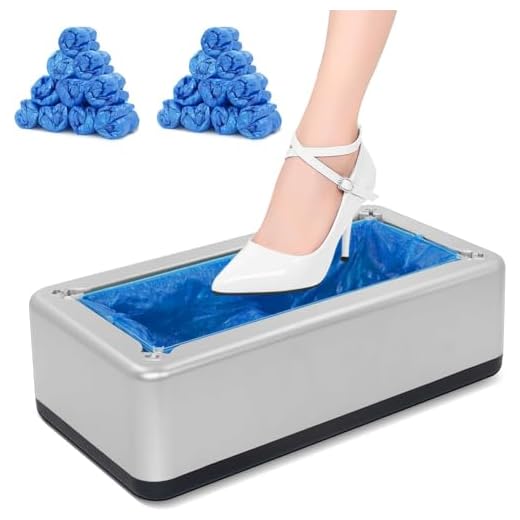 Blemoacha Automatic Shoe Covers Dispenser,200 Pcs Shoe Cover Indoors Disposable,Booties for Portable Machine Fits One Size,Shoe Cover Protect Floor for House Office Hospital Factory (Silver)