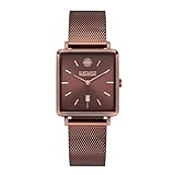 Bracelet milanais couleur moka en acier inoxydable avec fermeture à pression réglable, donc réglable individuellement à la longueur appropriée - Entre-corne : 16 mm - Les barrettes à ressort confortables facilitent le changement de bracelet