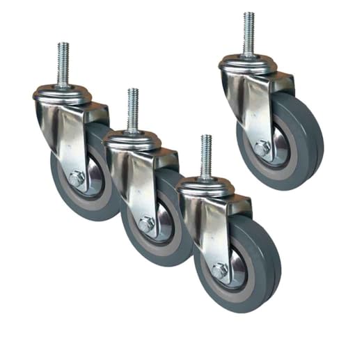 ZYBOWAYL Transportrollen mit M10/12 Gewinde PU Möbelrollen 100mm Industriell Schwenkrollen mit Bremse Strandkorbrollen für Handwagen/Palettenmöbel (Color : M10, Size : Swivel)