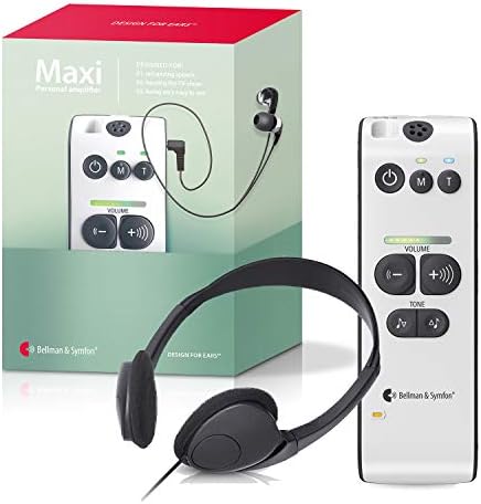 Bellman & Symfon Maxi Classic Personal Sound Amplifier with Headphones for Difficult Hearing Situations - Wireless Sound Amplification Device - Digital, Clarifies Sound - Easy to Use, for Seniors