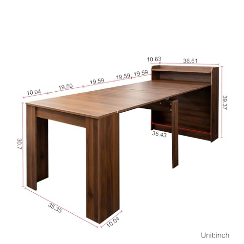 Extendable Dining Table for 2-10, 11"-98" Large Dining Table, Mid Century Modern Farmhouse Console Tables, Wood Foldable Kitchen Tables for Entryway, Dining Room, Living Room, Kitchen, Space Saving