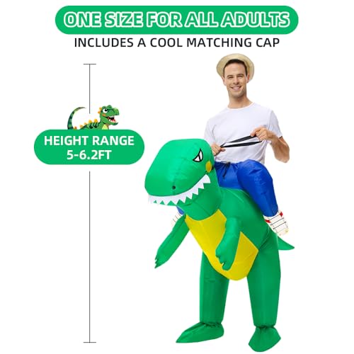 BROWNYEW Inflatable Dinosaur Costume Adults, Inflatable Halloween Costumes, Experience on Dino Costume, Blow Up T-rex Costume Fancy Dinosaur Swimsuit for Halloween Get together - Image 6