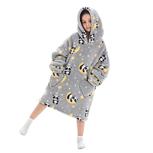 Deserthome Cobertor com capuz para crianças de 6 a 12 anos, cobertor com capuz de animal supermacio,