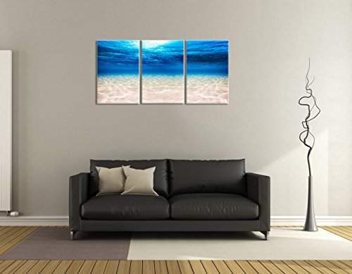 Kalawa Large Blue Ocean Bottom View Beneath Surface Wall Art Painting The Picture Print On Canvas Seascape Pictures For Home Decor Decoration Gift Stretched By Wooden Frame(16''W X 24''H) #TOP2