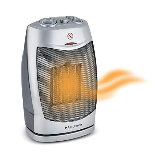 AeroHome 1500W / 750W Ceramic Oscillating Portable Space Heater, Indoor Electric Oscillating Heater with Overheat & Tip Over Protection Light Weight Heater for Home Bedroom and Office