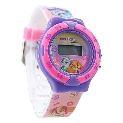 Vadobag Paw Patrol - Skye y Everest - Kids Time - Reloj de Pulsera Digital para niños - Color Rosa, Correa