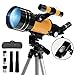 Télescope Astronomique,70/300mm Télescope Réfracteur Astronomique avec Trépied et Lunette de visée pour Enfants/Débutants,Télescope de Voyage Portable avec Adaptateur Téléphonique et Télécommande