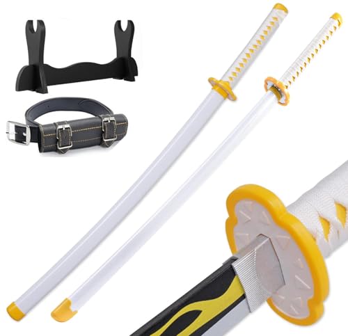 Udekit Anime Ninja Espada de Bambú Katana Guerrero Arma–40pulgadas(104 cm),con Cinturón y Soporte,para Halloween Fiesta Temática Carnaval Fiesta de Disfraces Cosplay