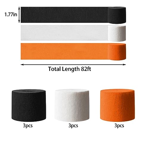 Voorpleasy Black Orange White Halloween Party Decoration Crepe Paper Streamers,Halloween Theme Birthday Party Surprise Voorpleasy thumb #1