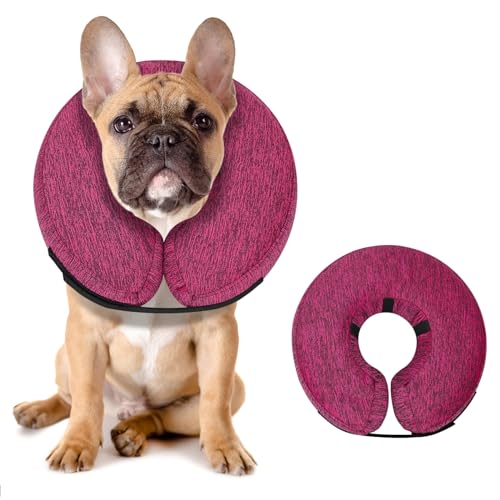 Image of MIDOG Inflatable Dog Cone, Soft Donut Recovery Collar Alternative After Surgery to Help Prevent Licking, Comfy E Collar with Neck Pillow Design, Rose, M
