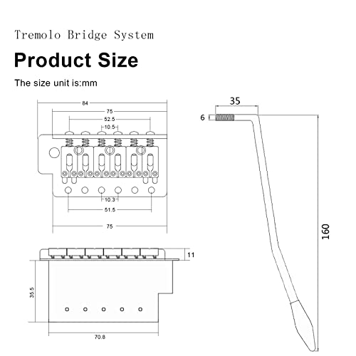 Saphue TF 52.5Mm Guitar Stratocaster Tremolo Bridge Set For Fender Strat Squier Electric Guitar Replacement thumb #3