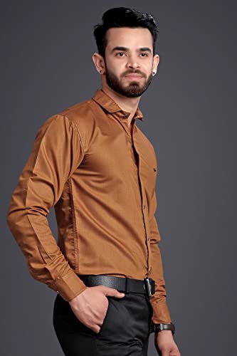 Image of Men's Full Sleeve Regular Fit Plain Shiny Formal Wear Shirts - Pack of 2