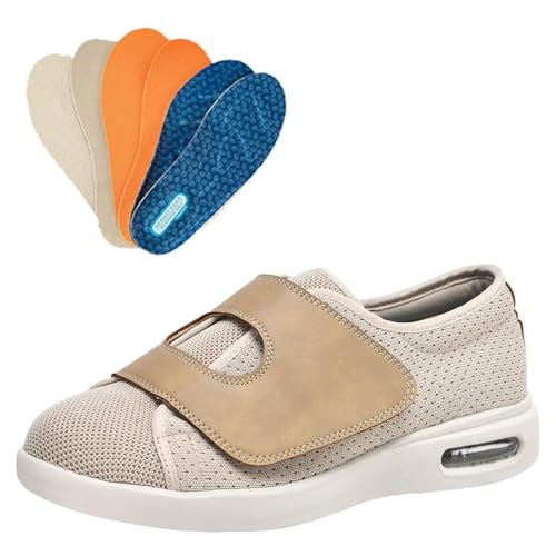 Zapatos Caminar Diabéticos Para Hombres Mujeres Con Pies Hinchados, Extra Anchos Invierno Cálidos Artritis Edema Zapatos Ortopédicos Fascitis Plantar Zapatos De Entrenamiento Pantuflas,Beige-40 EU