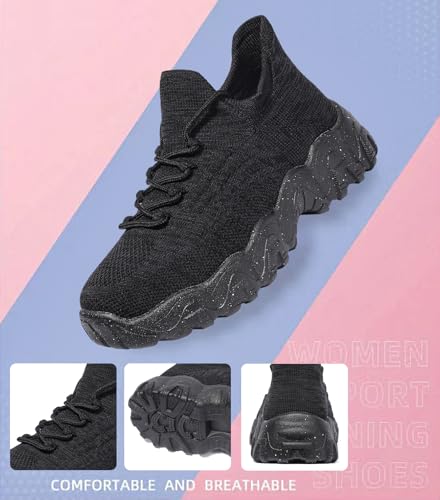 Women's Walking Shoes Slip-On Running Shoes- MD Sole Lightweight Sneakers for Women, Breathable Arch Support Running Gym Shoes3