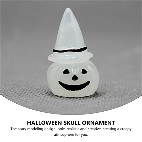 Amosfun 4Pcs Halloween Miniature Ghost Figurines Luminous Ghost Decor Mini Resin Pumpkin Statue For Fairy Garden Doll House Accessories Halloween Party Favors Gift #TOP4