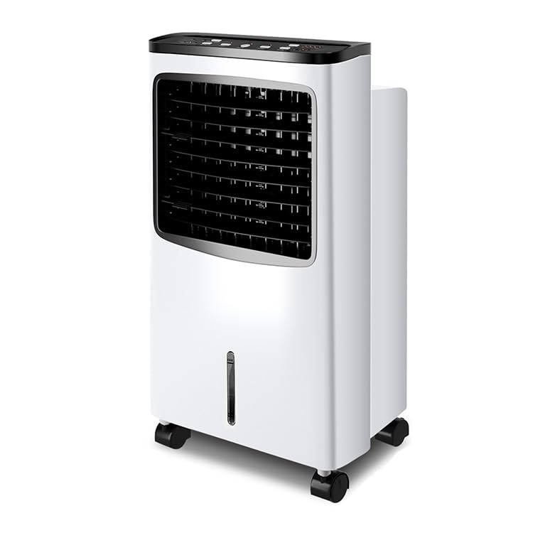 GYMAX Climatizador Evaporativo 4 en 1, Enfriador de Aire Portátil con 3 Modos, 3 Velocidades, Depósito de 8 L, Oscilación, Mando a Distancia, Temporizador, Ventilador con Ruedas