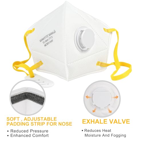 Lotfancy Niosh N95 Mask, 10Pcs Particulate Respirator With Breathing Valve, N95 Face Mask For Construction, Cleaning, Disposable Air Filter Masks Against Dust, Pollution thumb #4