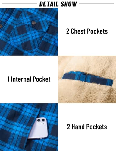Image of MAGNIVIT Men's Flannel Jacket Plaid Fleece Button Hoodie Jackets Shirt | pure cutton,5 pocket,adjustable drawstring hood,casual,work,outdoor