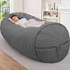 HABUTWAY Bean Bag Chair 6FT Giant Bean Bag Chairs for Adults with Memory Foam Filled,6'Beanbag Chair with Soft Faux Fur Cover,Comfy Bean Bag Bed Bean Bag Sofa Lounger for Living Room,Bedroom-DARK GREY