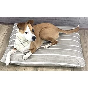 Sammy’s Sew Shop Modern Ecru Stripe Dog Bed Cover (Medium)