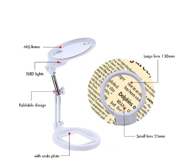 Lupa montada con Diadema, Lentes de Cristal, aumentos de 1.6X, 2X, 2.5X y 3X. Ideal para Trabajos de joyería y reparación de Relojes.
