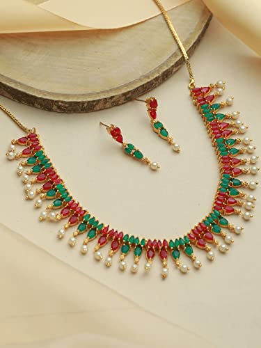 Leaf Pattern Plated Jewellery Set, Nature Inspired