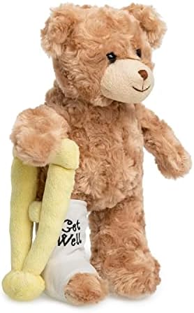 Jolitee Bear with Broken Leg Gifts Kids, Get Well Gifts for Kids with Broken Leg, Teddy Bear with Crutches for Surgery