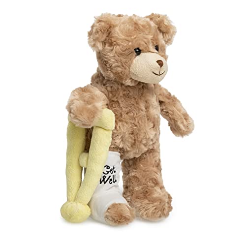 Broken Leg Bear with Broken Leg Gifts Kids, Get Well Gifts for Kids with Broken Leg, Teddy Bear with Crutches for Surgery