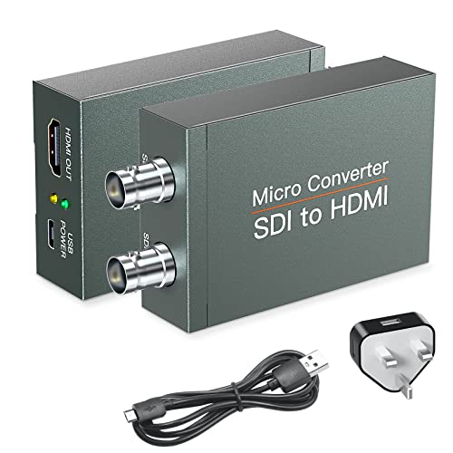 SHUITING SDI to HDMI Converter with SDI Loop out, 1080p HD-SDI/SD-SDI/ 3G-SDI to HDMI Video Audio Converter, BNC to HDMI Adapter for SDI Camera Monitor Projector