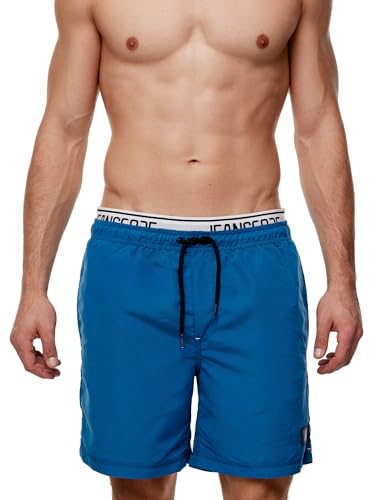 Indicode Herren Solomon Badehose mit 3 Taschen und Tunnelzug | Badeshorts für Männer Sapphire, M