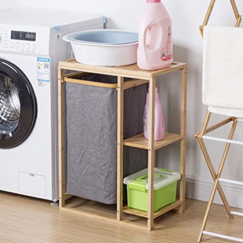image for Eapmic 3-Tier Organizer Storage Shelf with Bamboo Frame and Pull Out F