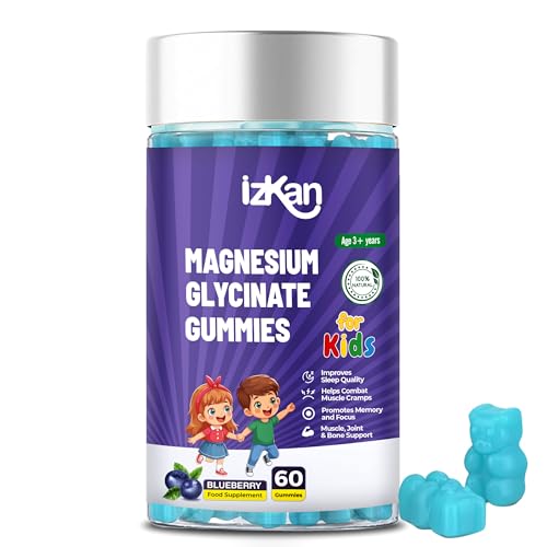 Magnesium Glycinate Gummies 100mg for Kids Calm Magnesium Gummies for Sleep Relaxation Brain Focus Bones No Melatonin Gluten Free Non-GMO Vegan 60 Gummies (1)