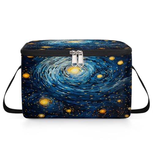 GzLeyigou Abstract Nebula Lunch Bags for Women Men 9 Cans, Hot & Cold Food Delivery Bag Insulated Grocery Bag Insulated Lunch Box Night Sky Cooler Bag for Office Work Picnic Beach