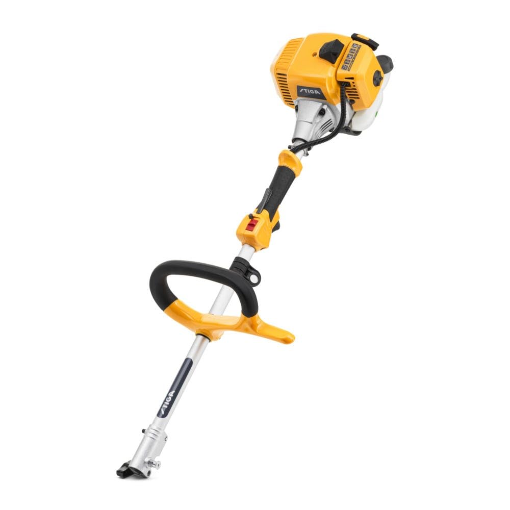 STIGA MT 330 power unit with brushcutter attachment.